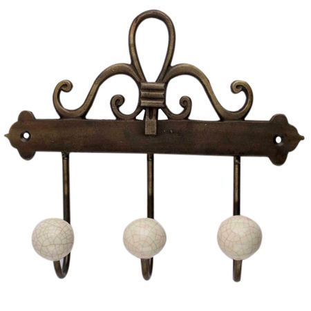 Cream Crackle Ceramic Iron Hooks